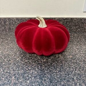 Flocked Burgundy Pumpkin Home Decor